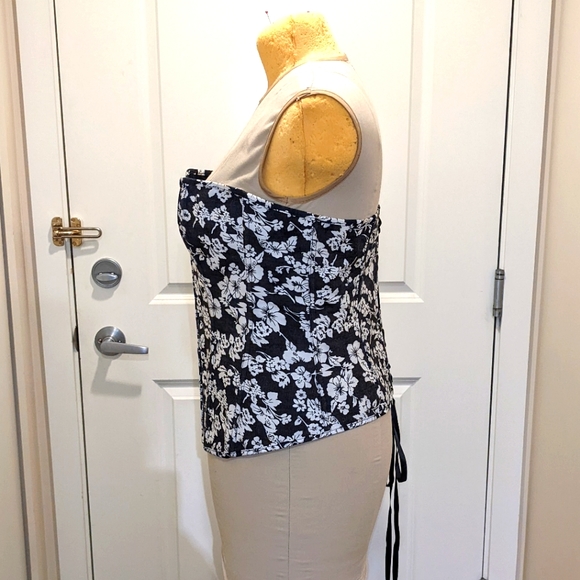 NWOT AdoreMe 5X Bernice Black and White Floral Corset - Picture 3 of 10
